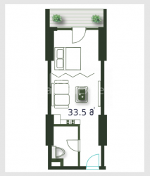 آپارتمان 1-комн 33.5 m² - کلانتر خیمشیاشویلی, Batumi