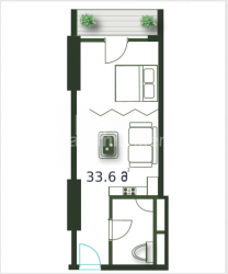 آپارتمان 1-комн 33.6 m² - کلانتر خیمشیاشویلی, Batumi