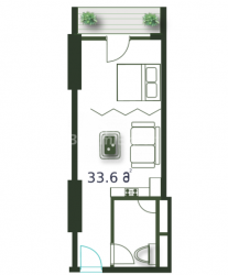 آپارتمان 1-комн 33.6 m² - کلانتر خیمشیاشویلی, Batumi