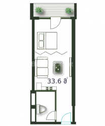 آپارتمان 1-комн 33.6 m² - کلانتر خیمشیاشویلی, Batumi