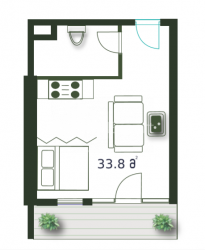 آپارتمان 1-комн 33.8 m² - کلانتر خیمشیاشویلی, Batumi
