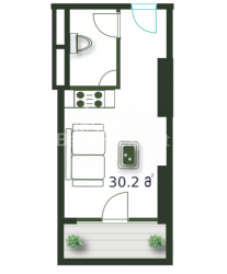 آپارتمان 1-комн 30.2 m² - کلانتر خیمشیاشویلی, Batumi