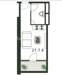 آپارتمان 1-комн 27.7 m² - کلانتر خیمشیاشویلی, Batumi