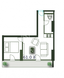 آپارتمان 2-комн 61 m² - کلانتر خیمشیاشویلی, Batumi