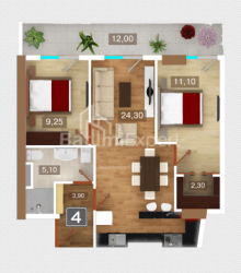 آپارتمان 3-комн 73.2 m² - 26 اردیبهشت, Batumi
